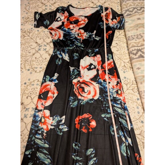 Women's Floral Maxi Long Dress Short Sleeve  Summer Casual Dress Size Small - Picture 10 of 12